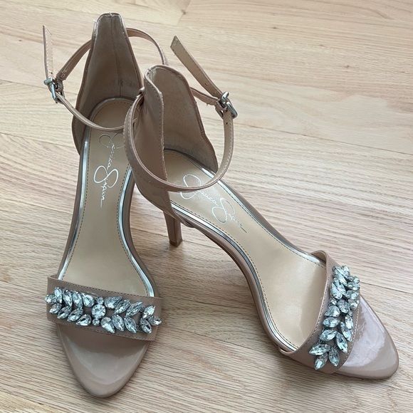 Jessica Simpson Patent Jeweled Nude Heels | 8 - Picture 1 of 7